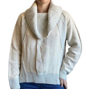 Sundance Womens Angora Wool Blend Cowl Neck Lagenlook Boho Cable Sweater Sz M
